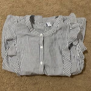 a grey striped maxi dress